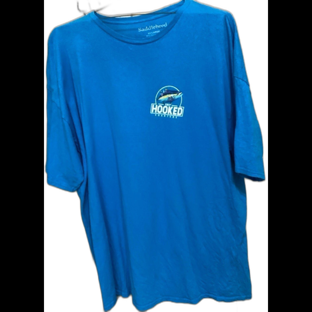 Saddlebred T-Shirt Men’s 2XL Color Blue 100% Cotton Big Graphic Fishing Shirt